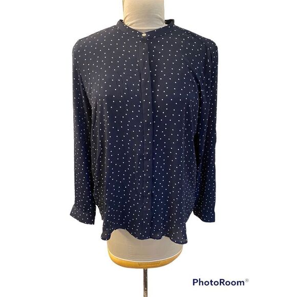 Ann Taylor LOFT Navy Blue & Polka Dot Tunic.  Size L. - Picture 1 of 6